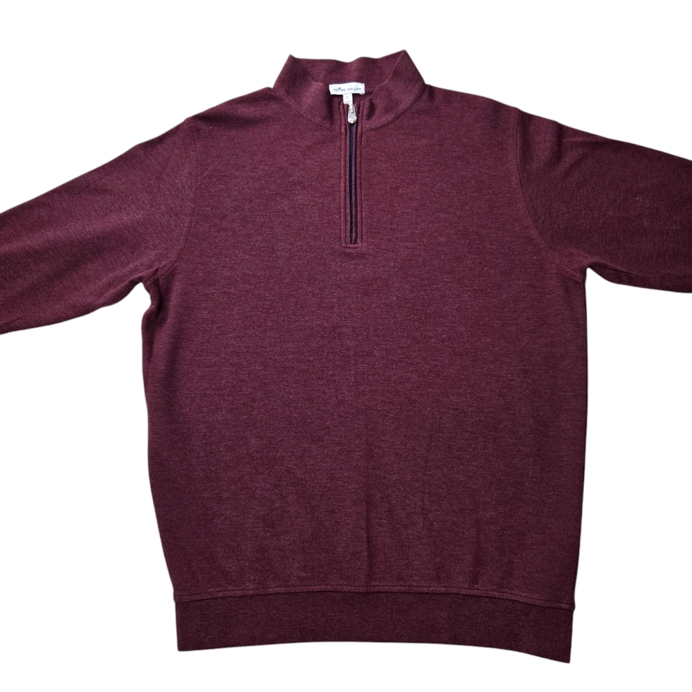 Peter Millar Crown Comfort Interlock 1/4 Zip Pullover Sweater Burgundy Red Large - Picture 4 of 16